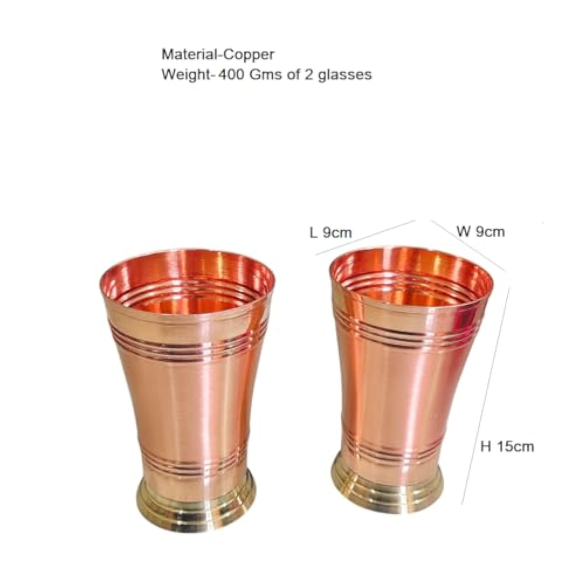 Copper Glass with Brass Bottom for Serving Drinks